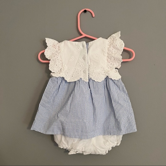 Baby girl dress blue white ruffles - Picture 3 of 3